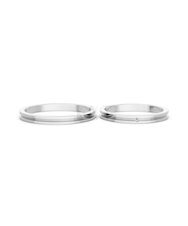 NHẪN CƯỚI A254 màu vàng trắng White Gold vàng sáng, đường nét sắc sảo, tinh tế