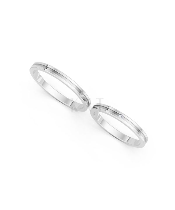 NHẪN CƯỚI A254 màu vàng trắng White Gold vàng sáng bóng, thiết kế trẻ trung