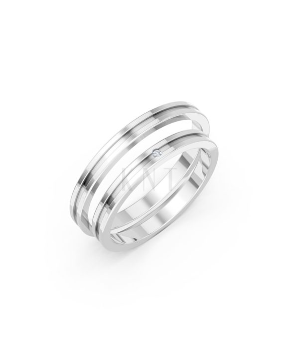 NHẪN CƯỚI A254 màu vàng trắng White Gold kiểu dáng hiện đại, nổi bật