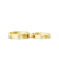 Nhẫn cưới A255 màu Vàng Gold vàng 10K/14K/18K/607 đính đá nhỏ, thanh lịch