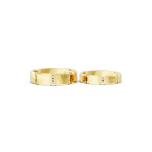 Nhẫn cưới A255 màu Vàng Gold vàng 10K/14K/18K/607 đính đá nhỏ, thanh lịch