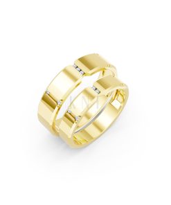 Nhẫn cưới A255 màu Vàng Gold mặt nhẫn chạm khắc, tinh xảo, trẻ trung