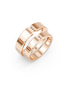 Nhẫn cưới A255 màu vàng hồng Rose Gold thiết kế đối xứng, phong cách, ấn tượng