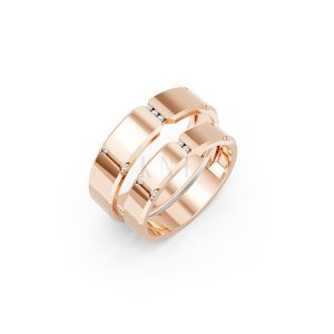 Nhẫn cưới A255 màu vàng hồng Rose Gold thiết kế đối xứng, phong cách, ấn tượng