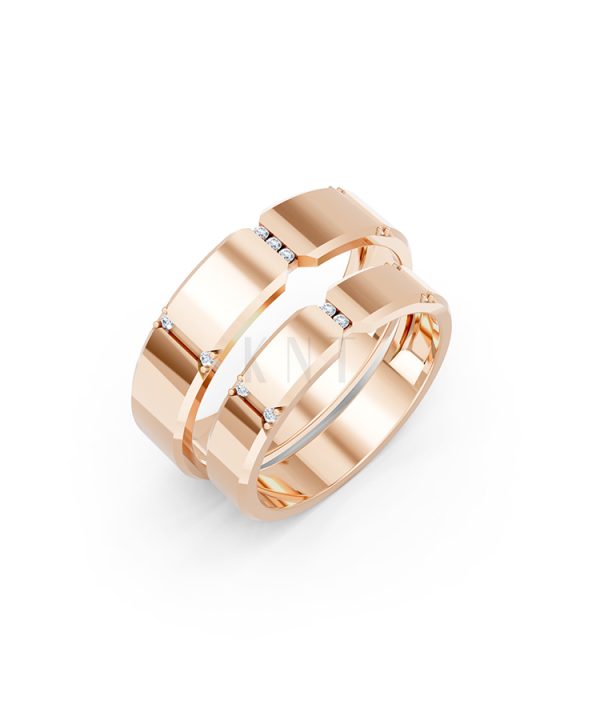 Nhẫn cưới A255 màu vàng hồng Rose Gold thiết kế đối xứng, phong cách, ấn tượng