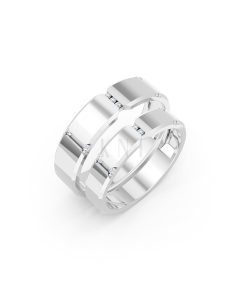 Nhẫn cưới A255 màu vàng trắng White Gold vàng sáng bóng, điểm nhấn đá lấp lánh