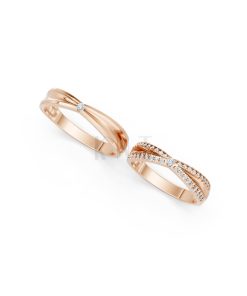 NHẪN CƯỚI A256 vàng hồng Rose Gold vàng đẹp, kiểu dáng trẻ trung, độc đáo