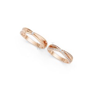 NHẪN CƯỚI A256 vàng hồng Rose Gold vàng đẹp, kiểu dáng trẻ trung, độc đáo