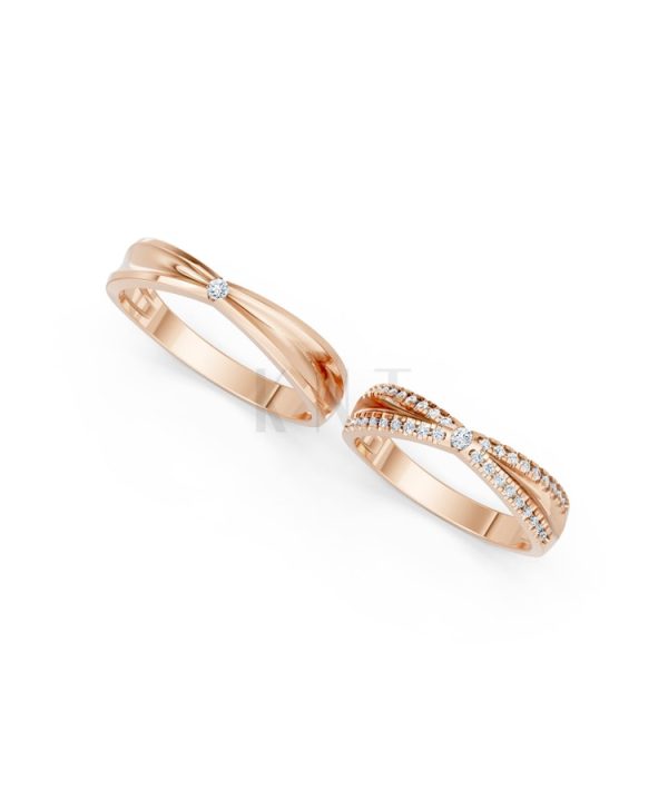 NHẪN CƯỚI A256 vàng hồng Rose Gold vàng đẹp, kiểu dáng trẻ trung, độc đáo