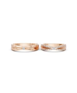 NHẪN CƯỚI A256 vàng hồng Rose Gold phong cách trẻ trung, nổi bật