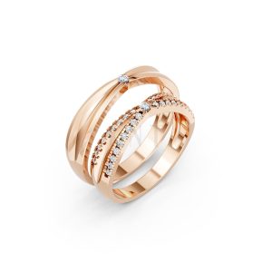 NHẪN CƯỚI A256 vàng hồng Rose Gold họa tiết ấn tượng, cá tính