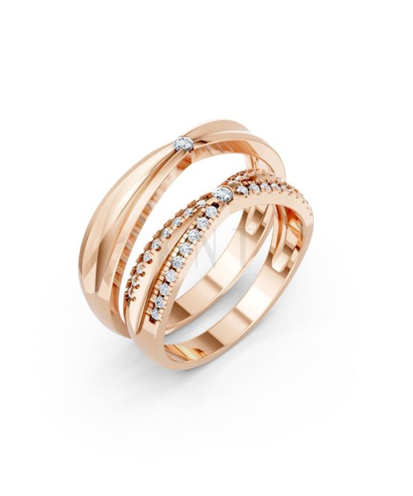 NHẪN CƯỚI A256 vàng hồng Rose Gold họa tiết ấn tượng, cá tính
