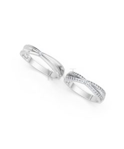 NHẪN CƯỚI A256 vàng trắng White Gold thiết kế trẻ trung, hiện đại