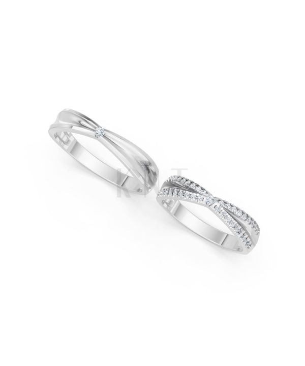 NHẪN CƯỚI A256 vàng trắng White Gold thiết kế trẻ trung, hiện đại