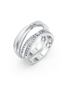 NHẪN CƯỚI A256 vàng trắng White Gold kiểu dáng hiện đại, nổi bật