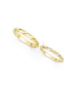 Nhẫn cưới A257 màu Vàng Gold vàng 10K/14K/18K/607 đính đá nhỏ, thanh lịch