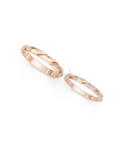 Nhẫn cưới A257 màu vàng hồng Rose Gold vàng đẹp, họa tiết hình học, độc đáo