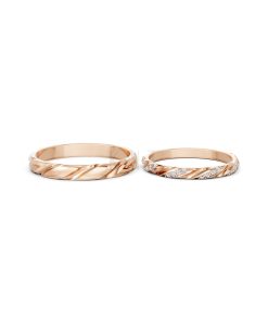 Nhẫn cưới A257 màu vàng hồng Rose Gold thiết kế đối xứng, phong cách, ấn tượng