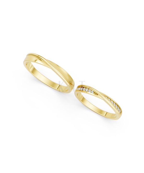 Nhẫn cưới A258 Vàng Gold vàng 10K/14K/18K/607 cao cấp, thanh lịch