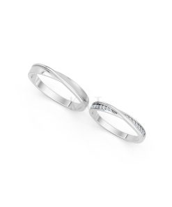 Nhẫn cưới A258 vàng trắng White Gold kiểu dáng cá tính, hiện đại