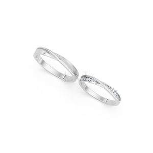 Nhẫn cưới A258 vàng trắng White Gold kiểu dáng cá tính, hiện đại