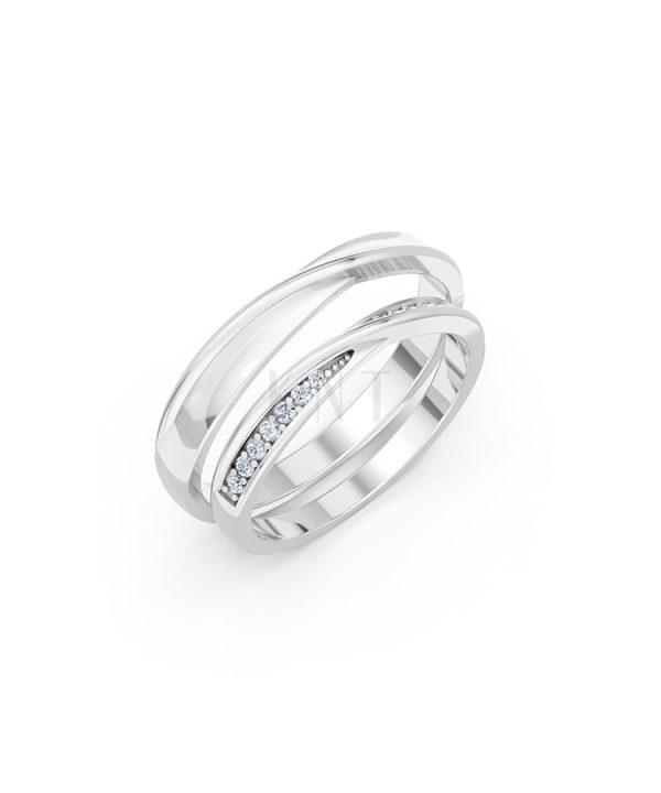 Nhẫn cưới A258 vàng trắng White Gold kiểu dáng hiện đại, nổi bật