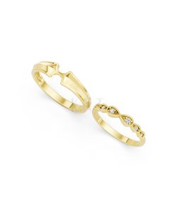 Nhẫn cưới A259 màu Vàng Gold vàng 10K/14K/18K/607 đính đá nhỏ, thanh lịch
