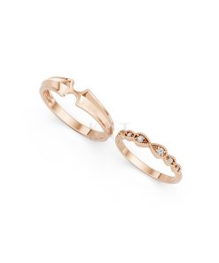 Nhẫn cưới A259 màu vàng hồng Rose Gold vàng đẹp, họa tiết hình học, độc đáo