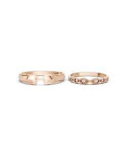 Nhẫn cưới A259 màu vàng hồng Rose Gold thiết kế đối xứng, phong cách, ấn tượng