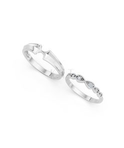 Nhẫn cưới A259 màu vàng trắng White Gold kiểu dáng cá tính, hiện đại