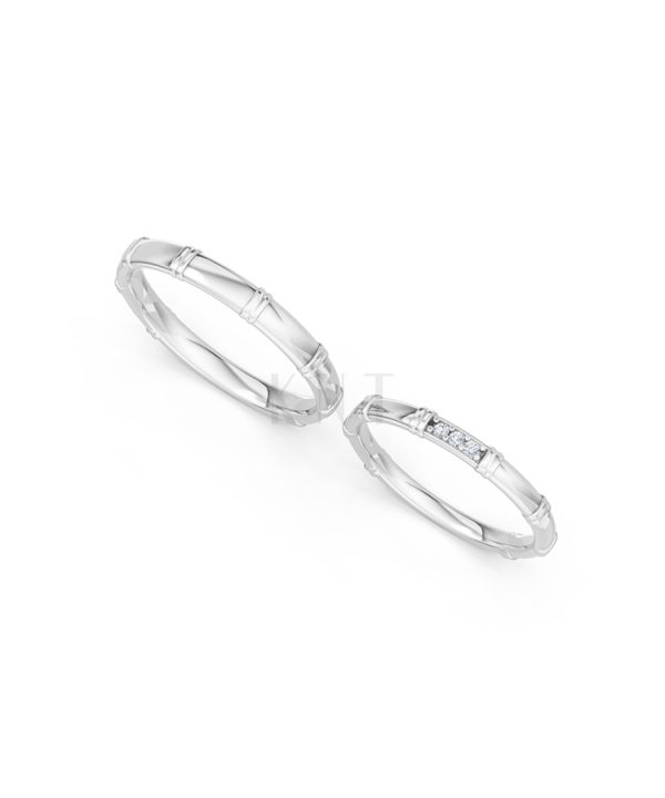 Nhẫn cưới A260 màu vàng trắng White Gold kiểu dáng cá tính, hiện đại