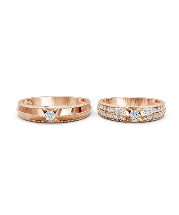 Nhẫn cưới A261 vàng hồng Rose Gold phong cách trẻ trung, nổi bật