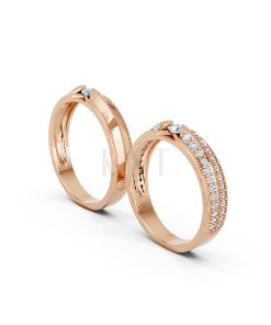 Nhẫn cưới A261 vàng hồng Rose Gold thiết kế đối xứng, phong cách, ấn tượng