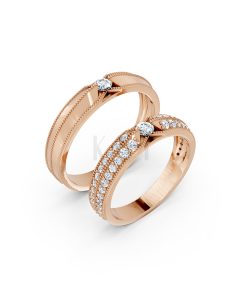 Nhẫn cưới A261 vàng hồng Rose Gold họa tiết ấn tượng, cá tính