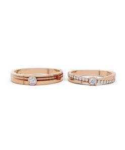 NHẪN CƯỚI A272 màu vàng hồng Rose Gold thiết kế đối xứng, phong cách, ấn tượng