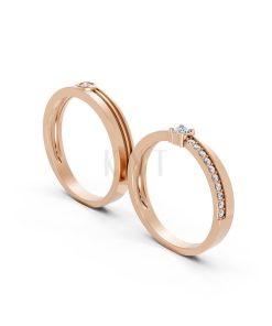 NHẪN CƯỚI A272 màu vàng hồng Rose Gold phong cách trẻ trung, nổi bật