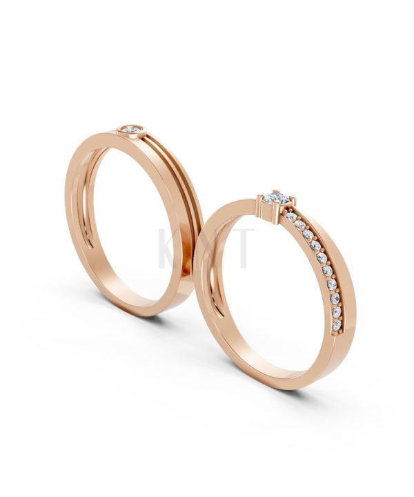 NHẪN CƯỚI A272 màu vàng hồng Rose Gold phong cách trẻ trung, nổi bật