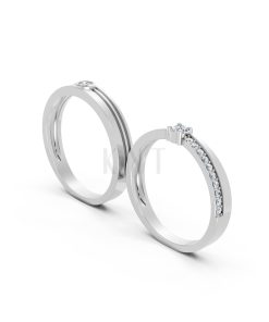 NHẪN CƯỚI A272 màu vàng trắng White Gold vàng sáng, đường nét sắc sảo, tinh tế