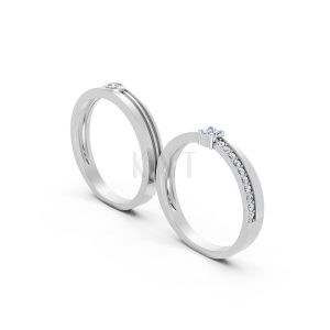 NHẪN CƯỚI A272 màu vàng trắng White Gold vàng sáng, đường nét sắc sảo, tinh tế