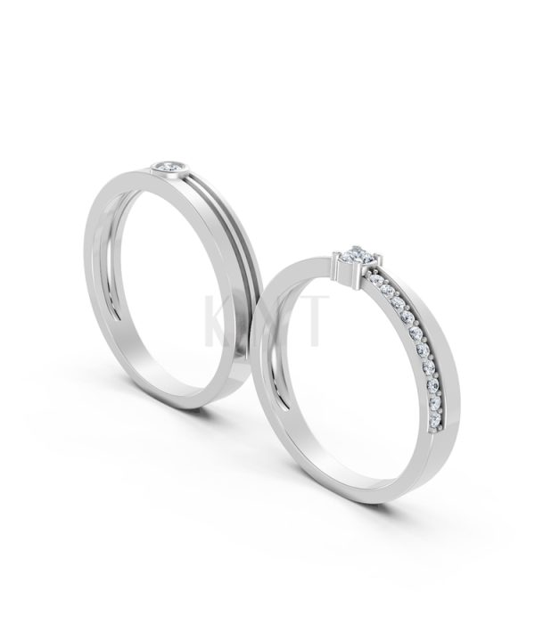 NHẪN CƯỚI A272 màu vàng trắng White Gold vàng sáng, đường nét sắc sảo, tinh tế