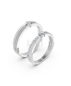 NHẪN CƯỚI A272 màu vàng trắng White Gold kiểu dáng hiện đại, nổi bật