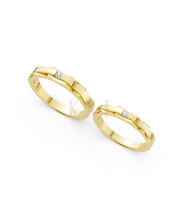 Nhẫn cưới A74 màu Vàng Gold thiết kế phá cách, sang trọng