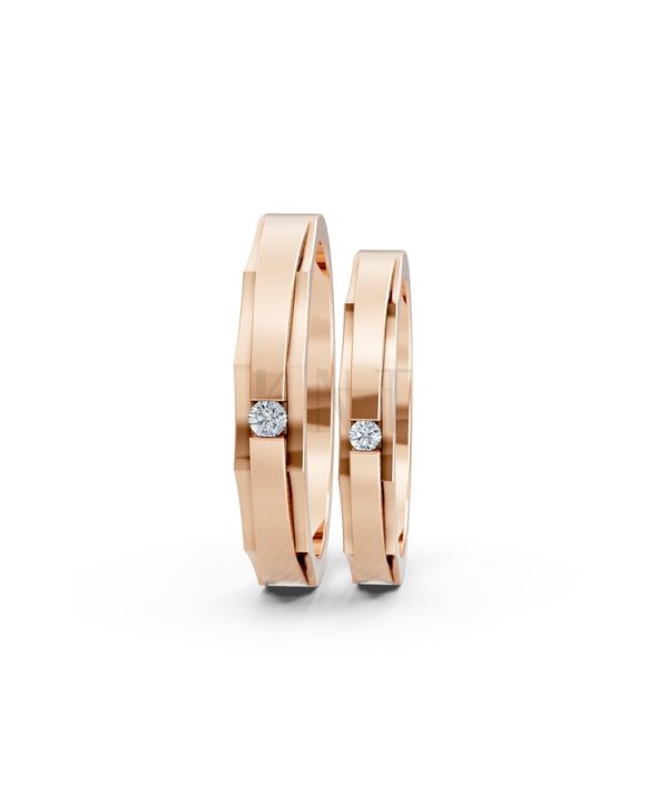 Nhẫn cưới A74 màu vàng hồng Rose Gold phong cách trẻ trung, nổi bật