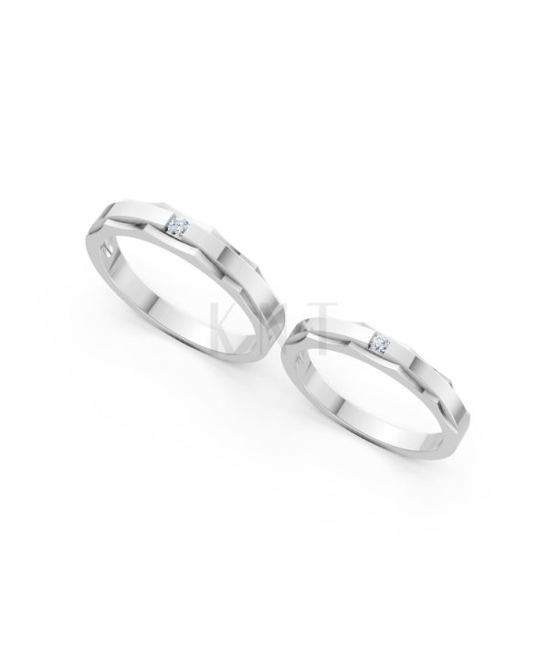 Nhẫn cưới A74 màu vàng trắng White Gold vàng sáng, đường nét sắc sảo, tinh tế