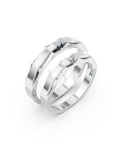 Nhẫn cưới A74 màu vàng trắng White Gold kiểu dáng hiện đại, nổi bật