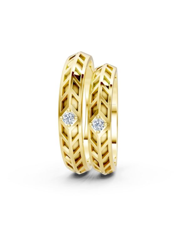 Nhẫn cưới Collab Ceramic – A160 màu Vàng Gold vàng 10K/14K/18K/607 cao cấp, thanh lịch