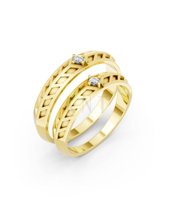 Nhẫn cưới Collab Ceramic – A160 màu Vàng Gold thiết kế tinh tế, sang trọng