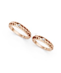 Nhẫn cưới Collab Ceramic – A160 màu vàng hồng Rose Gold vàng đẹp, họa tiết hình học, độc đáo