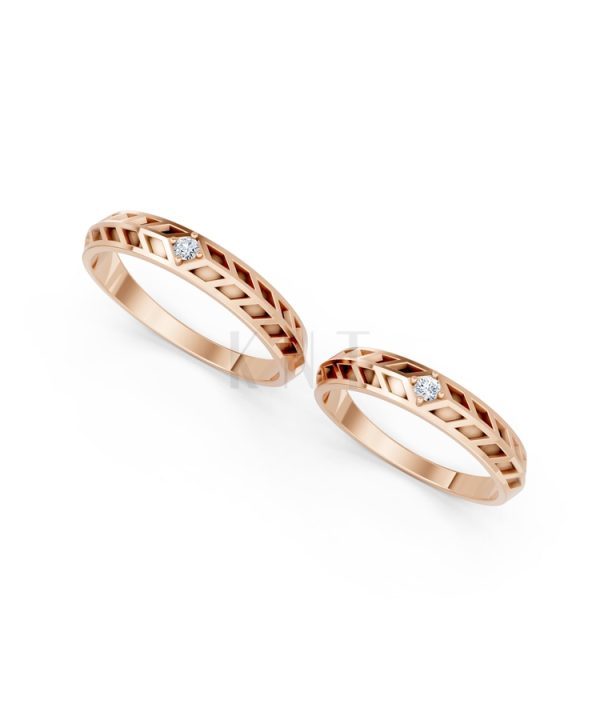 Nhẫn cưới Collab Ceramic – A160 màu vàng hồng Rose Gold vàng đẹp, họa tiết hình học, độc đáo