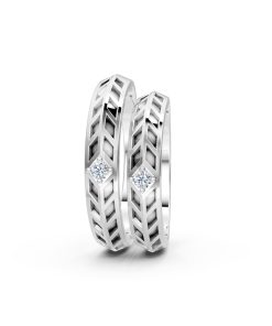 Nhẫn cưới Collab Ceramic – A160 màu vàng trắng White Gold kiểu dáng cá tính, hiện đại